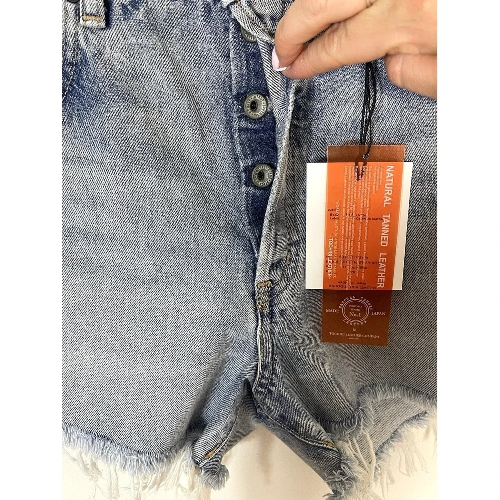 New! MOUSSY VINTAGE Mathews Cut Off Short Light Blue Distressed Raw Hem Denim 28 - Picture 7 of 16